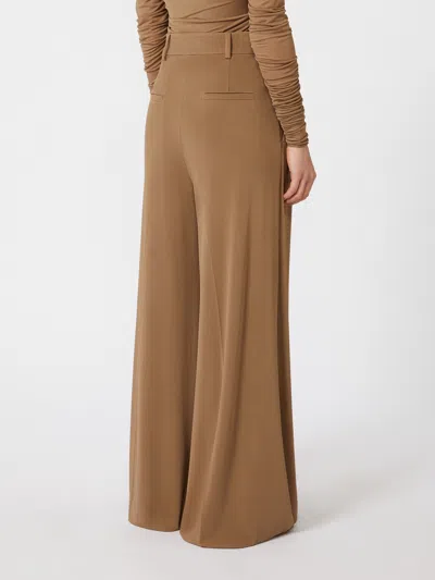 Max Mara Flowing Viscose Jersey Trousers In Brown