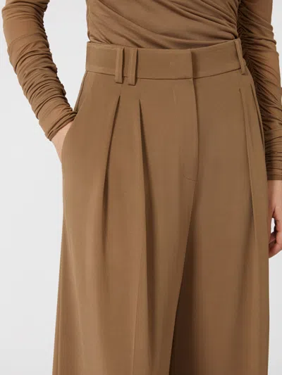 Max Mara Flowing Viscose Jersey Trousers In Brown