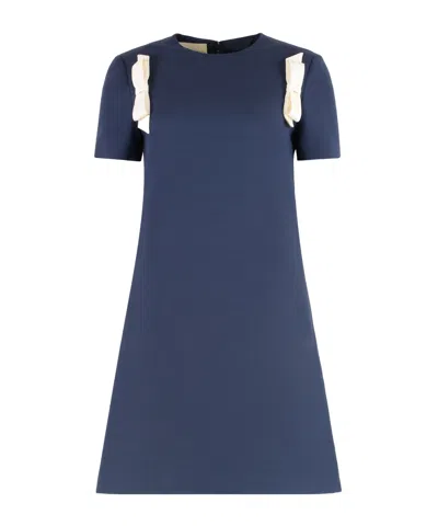 Valentino Garavani Wool And Silk Mini Dress In Blue