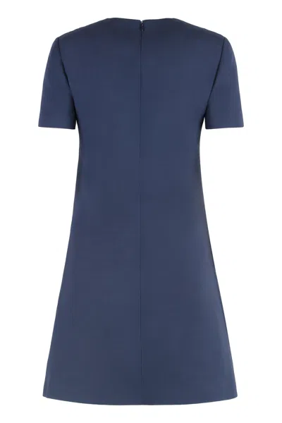 Valentino Garavani Wool And Silk Mini Dress In Blue