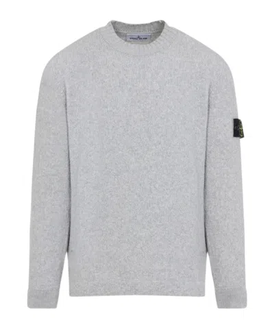 Stone Island Grey Wool Sweater With Logo In Gray