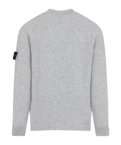 Stone Island Grey Wool Sweater With Logo In Gray