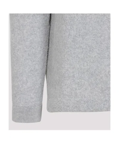 Stone Island Grey Wool Sweater With Logo In Gray