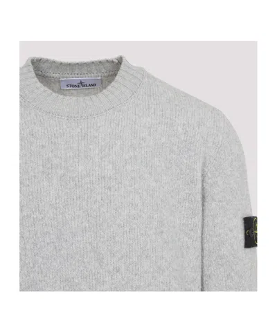Stone Island Grey Wool Sweater With Logo In Gray