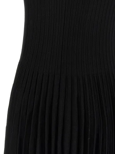 Magda Butrym Ribbed Texture Pleated Skirt Dress In Black