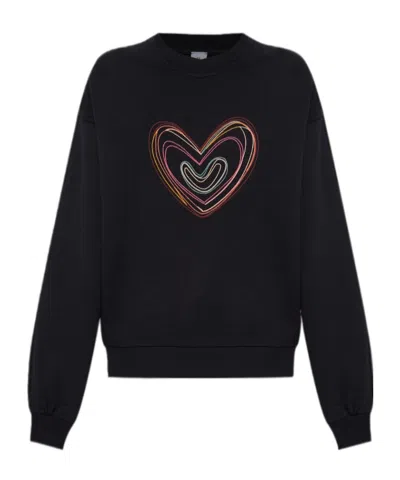 Ps By Paul Smith Ps Paul Smith Swirl Heart Cotton Sweatshirt In Black