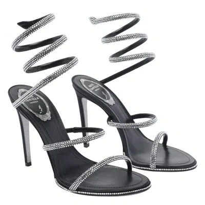 René Caovilla 105mm Rhinestone-embellished Sandals In Black