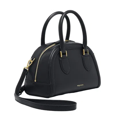 Alexander Mcqueen Mini Leather Birdee Boston Cross-body Bag In Black