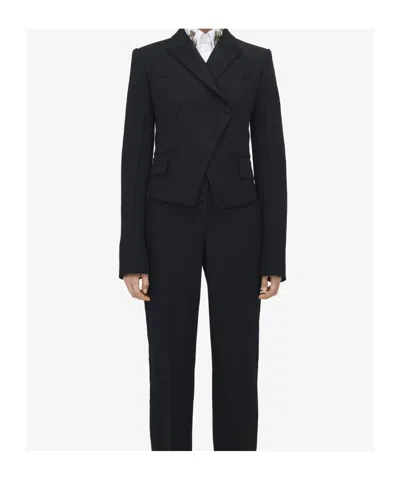 Alexander Mcqueen Wool-blend Double-breasted Blazer In Black