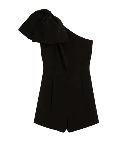 Max Mara One-shoulder Short Jumpsuit In Black Cady In Black