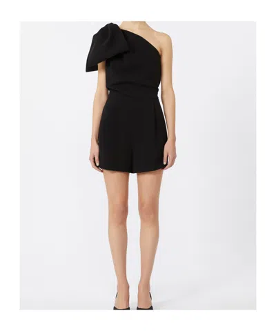 Max Mara One-shoulder Short Jumpsuit In Black Cady In Black