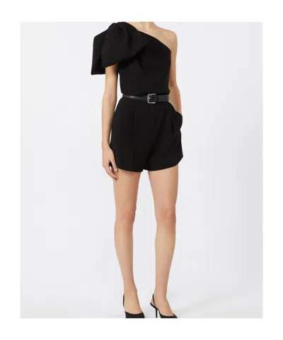 Max Mara One-shoulder Short Jumpsuit In Black Cady In Black