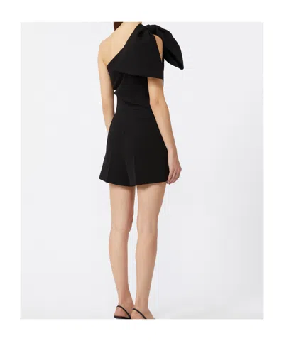 Max Mara One-shoulder Short Jumpsuit In Black Cady In Black