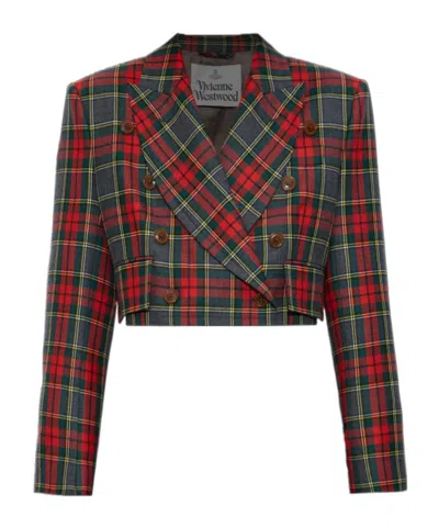 Vivienne Westwood Structured Plaid Peak Lapel Blazer In Multi
