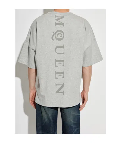 Alexander Mcqueen Logo T-shirt In Gray