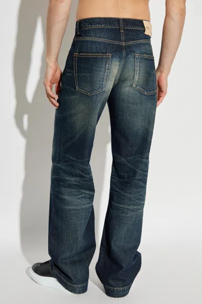 Alexander Mcqueen Wide Leg Faded Jeans In Blue