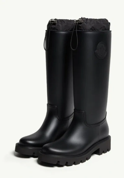 Moncler Rubber Kickstream Boots With Drawstring In Black
