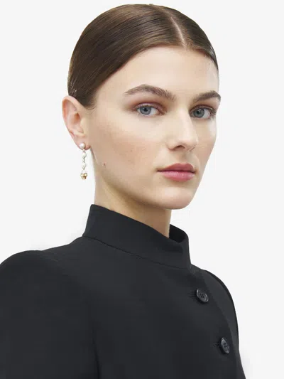 Alexander Mcqueen Skull And Pearl Earrings In Pale Gold Accessories