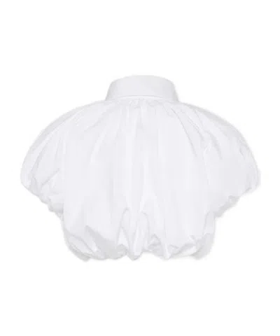 Dsquared2 Short Sleeve Collared Shirt With Gathered Detail In White