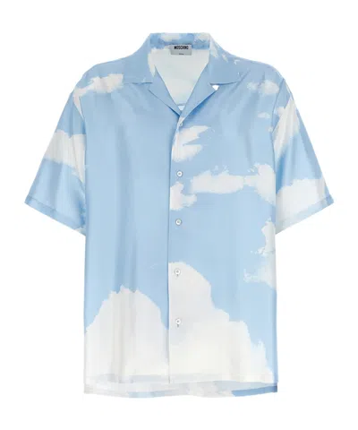 Moschino Cloud Print Silk Shirt In Blue