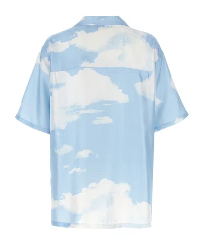 Moschino Cloud Print Silk Shirt In Blue