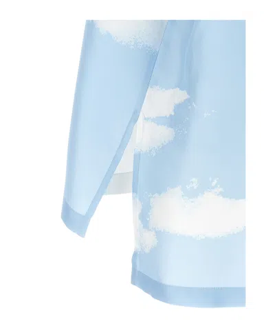 Moschino Cloud Print Silk Shirt In Blue
