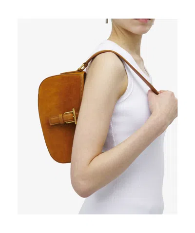 Alexander Mcqueen T-bar Shoulder Mini Suede Bag Shoulder Bags Beige In Brown