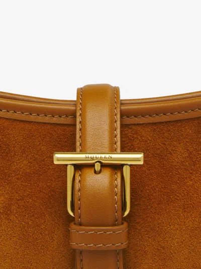 Alexander Mcqueen T-bar Shoulder Mini Suede Bag Shoulder Bags Beige In Brown