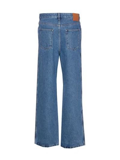 Loewe Denim Trousers Belt Loops Embroidered Back Pockets In Blue