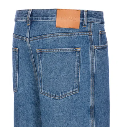 Loewe Denim Trousers Belt Loops Embroidered Back Pockets In Blue