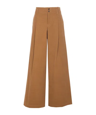 Chloé Pleated Garment-dyed Cotton-canvas Straight-leg Pants In Brown