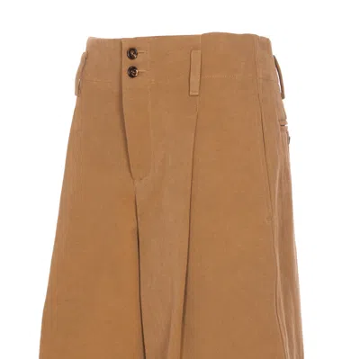 Chloé Pleated Garment-dyed Cotton-canvas Straight-leg Pants In Brown