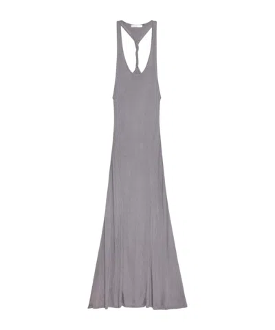 Helmut Lang Ribbed Twist Dress In Grey Lavender