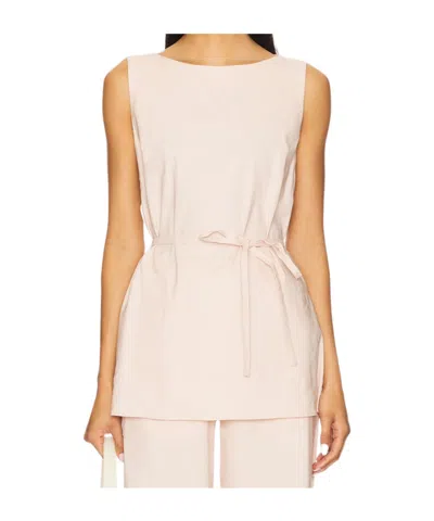 Rag & Bone Holland Tie Waist Linen Blend Tunic Top In Pink