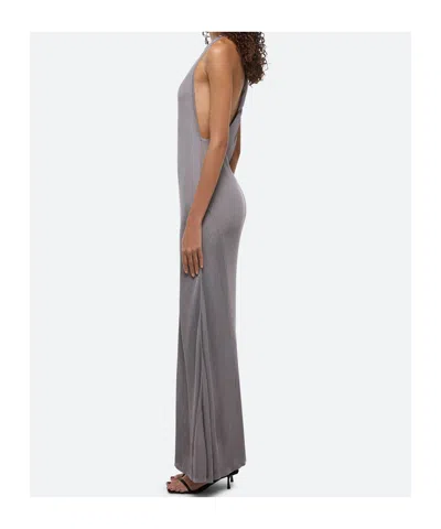 Helmut Lang Ribbed Twist Dress In Grey Lavender