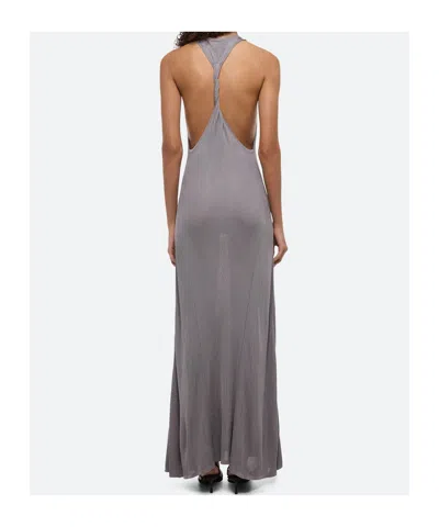 Helmut Lang Ribbed Twist Dress In Grey Lavender