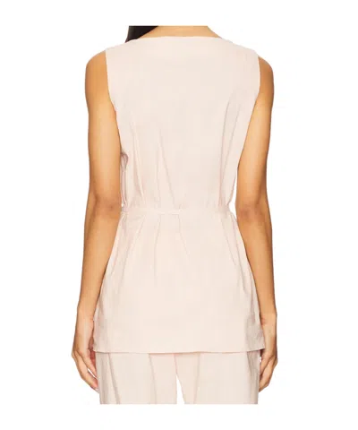 Rag & Bone Holland Tie Waist Linen Blend Tunic Top In Pink