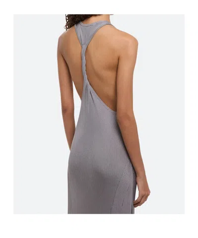 Helmut Lang Ribbed Twist Dress In Grey Lavender