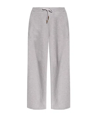 Versace Debossed Logo Twisted Track Pants In Gray