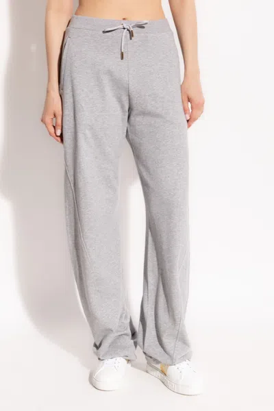 Versace Debossed Logo Twisted Track Pants In Gray