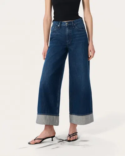 Rag & Bone Sofie High-rise Ankle Wide Leg With Cuff Jeans Dwnjl In Blue