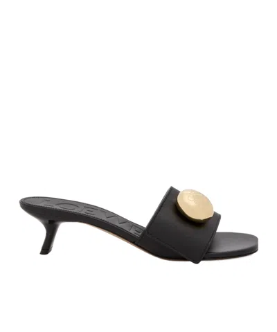 Loewe 450mm Pebble-embellished Leather Sandals In Black