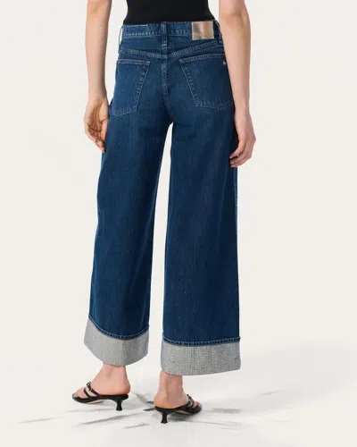 Rag & Bone Sofie High-rise Ankle Wide Leg With Cuff Jeans Dwnjl In Blue