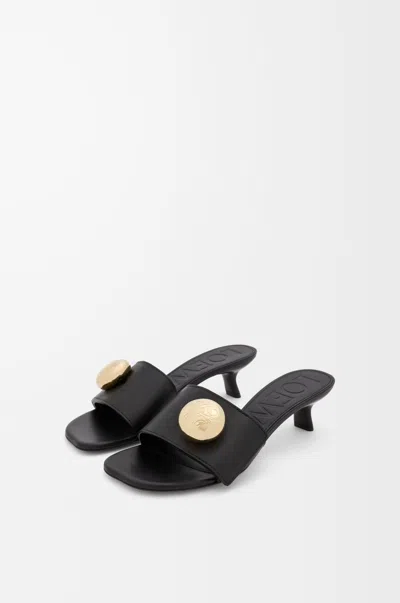 Loewe 450mm Pebble-embellished Leather Sandals In Black