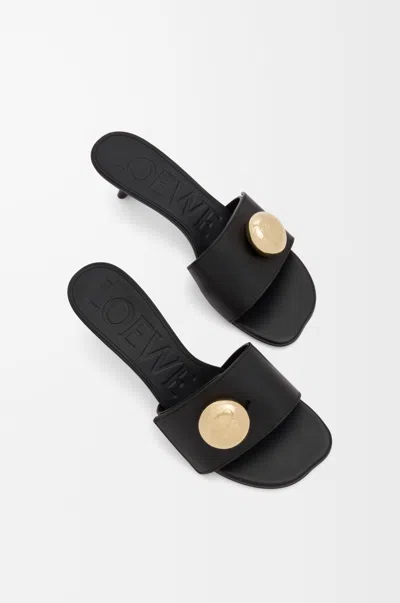 Loewe 450mm Pebble-embellished Leather Sandals In Black