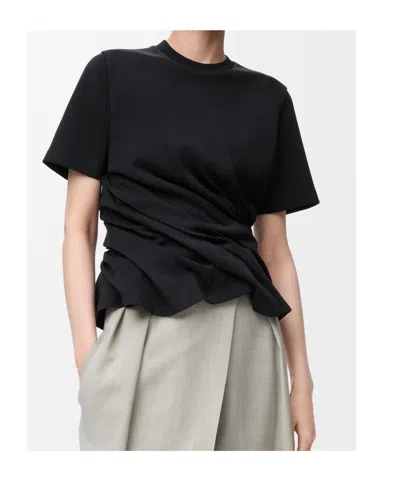 Loewe Draped Cotton-blend Jersey T-shirt In Black