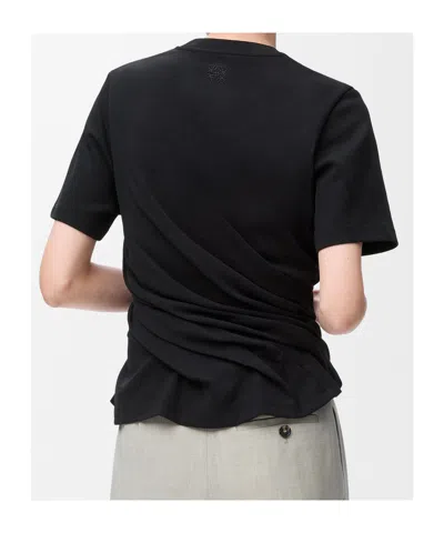 Loewe Draped Cotton-blend Jersey T-shirt In Black