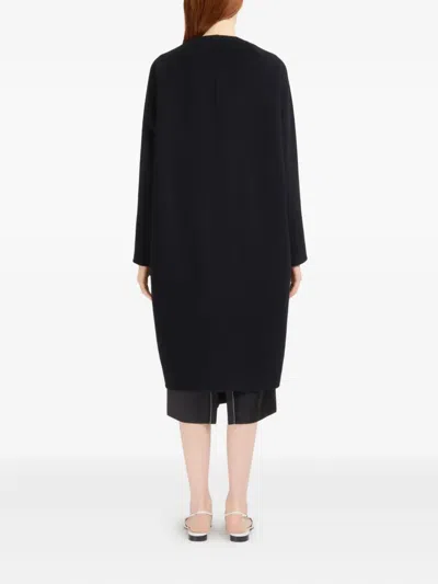 Marni Short Black Coat With Concealed Button Closure In Black