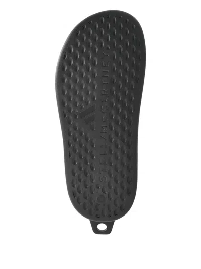Adidas By Stella Mccartney Logo-patch Slides In Black