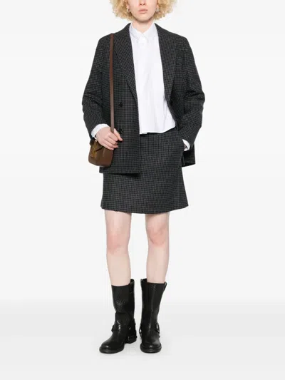 Apc Skirt Wool Houndstooth Pattern In Black